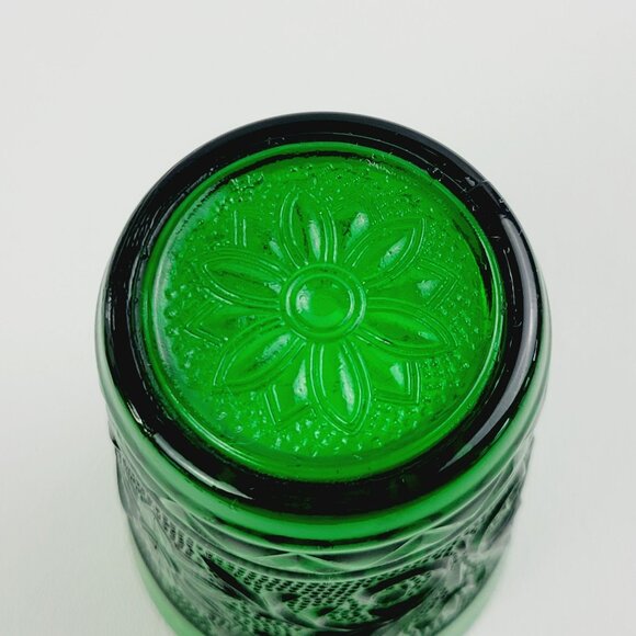 Retro Anchor Hocking Sandwich Glass 8oz Small Tumbler Set Forest Green c1940s-60 - Picture 7 of 8